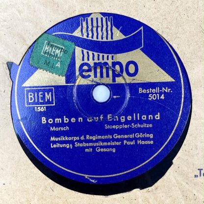 Original WWII German Luftwaffe gramophone record - Bomben auf Engelland & Es blitzen die stählernen Schwingen