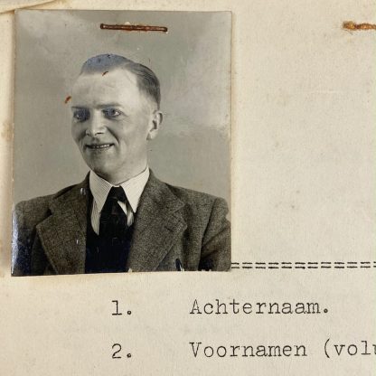 Original WWII Nederlandsche Landstand registration form Arnhem