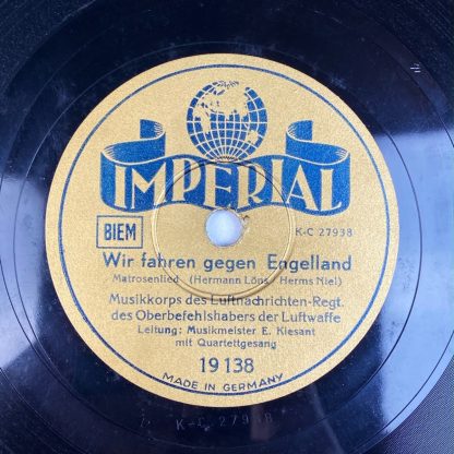 Original WWII German gramophone record - Wir fahren gegen England & Flieger sind Sieger