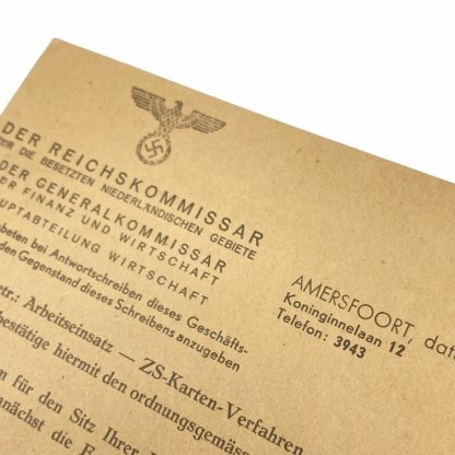 Original WWII German Arbeitseinsatz card Amersfoort