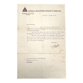 Original WWII Dutch NSB letter Anton Mussert