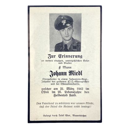 Original WWII German SS-Polizei death card