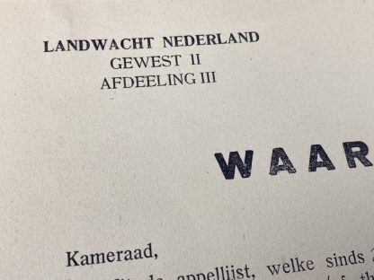 Original WWII Landwacht Nederland document grouping