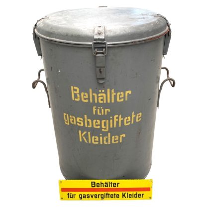 Original WWII German Luftschutz clothing barrel and enamel sign