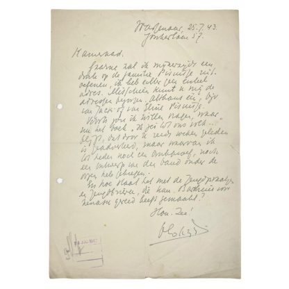 Original WWII Dutch NSB Max Blokzijl handwritten letter