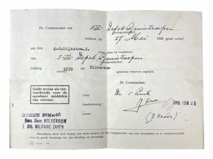 Original Pre 1940 Dutch army ID booklet and dog tag - Rotterdam 1940