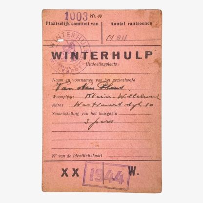 Original WWII Belgian Winterhulp card