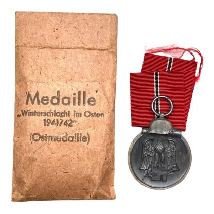 Original WWII German Winterslacht im Osten medal with pouch