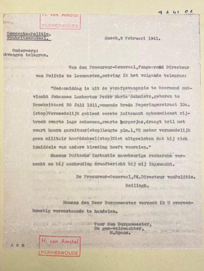 Original WWII Dutch police documents Friesland & Groningen