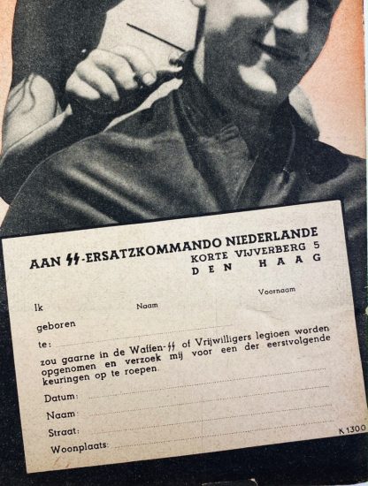 Original WWII Dutch Waffen-SS volunteer recruitment leaflet/poster