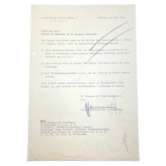 Original WWII Nederlandsche SS order document with autograph SS-Opperstormleider Jansonius
