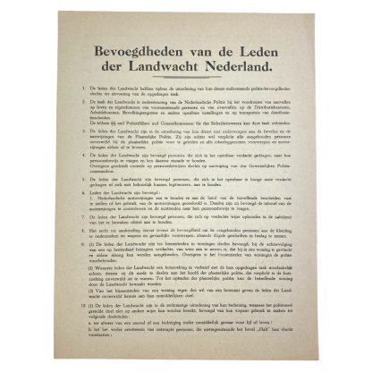 Original WWII Dutch 'Landwacht Nederland' authorizations list