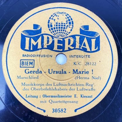 Original WWII German Luftwaffe record - Gerda-Ursula-Marie! & Wenn die Sonne scheint, Annemarie