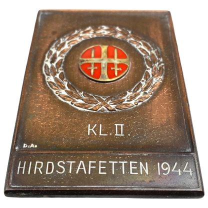 Original WWII Norwegian Nasjonal Samling sports plaque - Relay 2nd prize