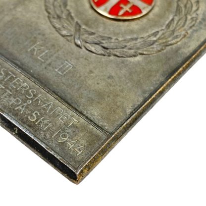 Original WWII Norwegian Nasjonal Samling sports plaque - Ski 3rd prize
