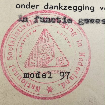 Original WWII Dutch NSB resignation document Groningen