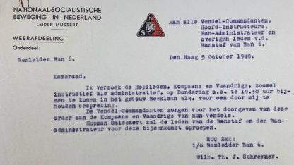 Original WWII Dutch NSB letter 'Schreyner'