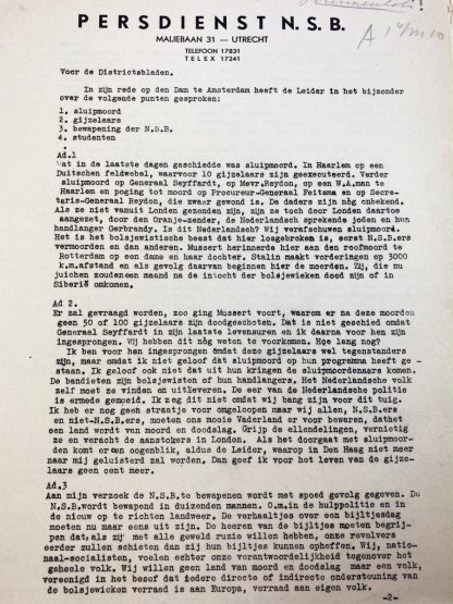 Original WWII Dutch NSB persdienst documents
