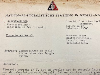 Original WWII Dutch NSB letter Friedrich Wilhelm van Bilderbeek