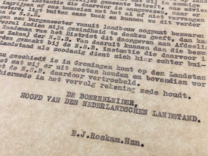 Original WWII Nederlandse Landstand letter Evert Roskam - Niekerk (Groningen)