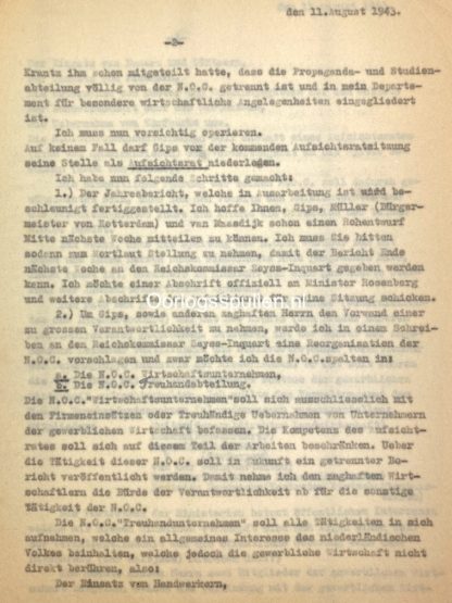 Original WWII Dutch NSB Rost van Tonningen letter