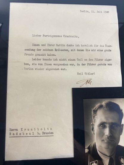 Original WWII German Rudolf Hess letter with autograph