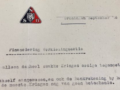 Original WWII Dutch NSB letter - financing of the election campaign (Groningen)