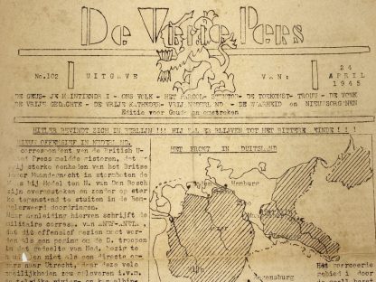 Original WWII Dutch resistance newspaper - De Vrije Pers (Gouda en omstreken)