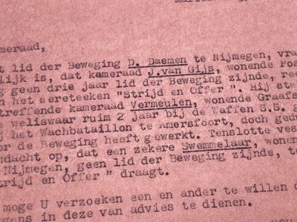 Original WWII Dutch Waffen-SS Volunteer Legion Netherlands registration form and letter - Nijmegen/Sliedrecht