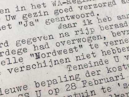 Original WWII Dutch NSB W.A. regiment document