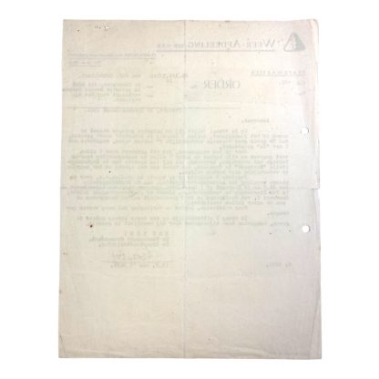 Original WWII Dutch NSB W.A. regiment document