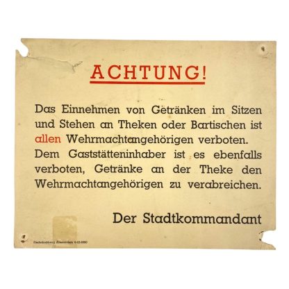 Original WWII German Wehrmacht carton sign Amsterdam