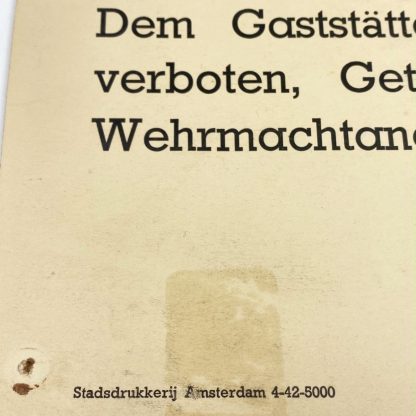 Original WWII German Wehrmacht carton sign Amsterdam