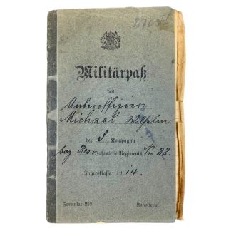 Original WWI German Militärpass 1./22.Reserve Infanterie regiment - France & Russia
