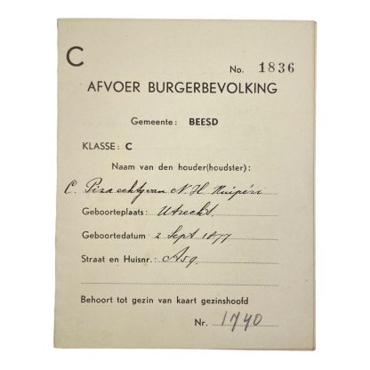 Original WWII Dutch evacuation department ID card grouping