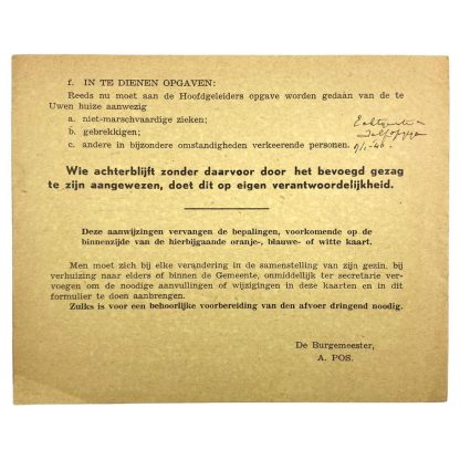 Original WWII Dutch evacuation department ID card grouping