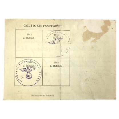 Original WWII German Ausweis for Callantsoog & Castricum