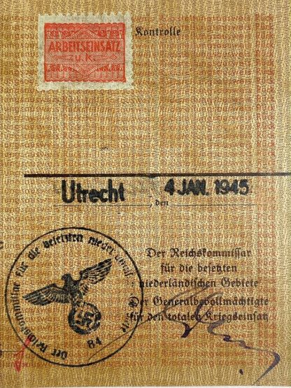 Original WWII German Ruckstellungsausweis Zeist