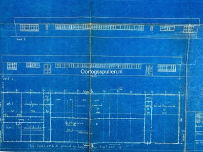 Original Pre 1940 Dutch army blueprint 'Peel divisie' barracks camp Heeze