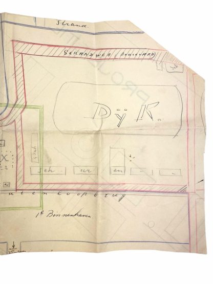 Original WWII Dutch resistance hand drawn map from Scheveningen