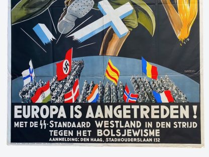 Original WWII Dutch Waffen-SS poster - Europa in aangetreden!