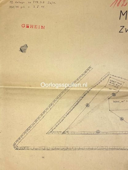 Original WWII German landmines map 'Festung Hoek van Holland'