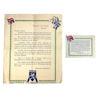 Original WWII Dutch documents 'Committee for the promotion of the well-being of Dutch Fighters'