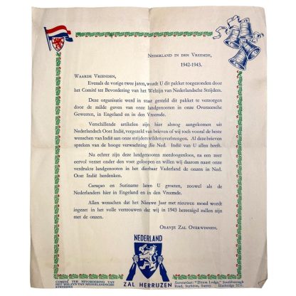 Original WWII Dutch documents 'Committee for the promotion of the well-being of Dutch Fighters'