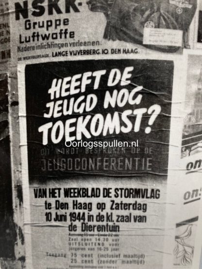 Original WWII Dutch photo - Jeugdstorm poster in Den Haag