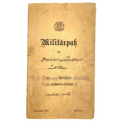 Original WWII German Militärpass K.B. Minenwerfer Ersatz Abteilung