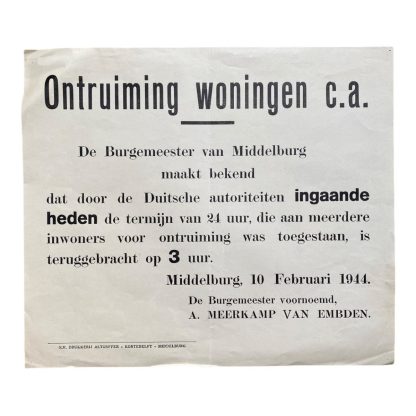 Original WWII Dutch poster Middelburg 1944