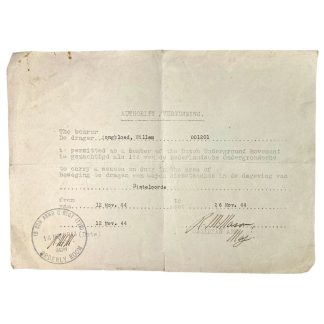 Original WWII Dutch 'Binnenlandse Strijdkrachten' document Dinteloord