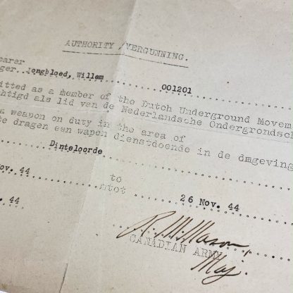 Original WWII Dutch 'Binnenlandse Strijdkrachten' document Dinteloord