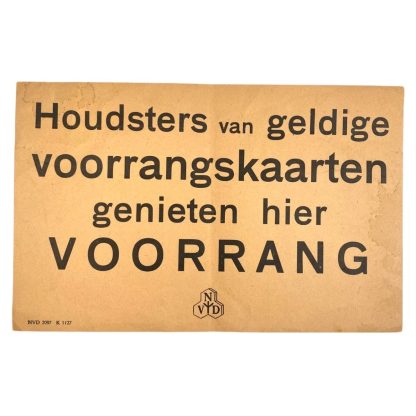 Original WWII Dutch NVD paper sign/label